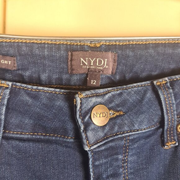 NYDJ Marilyn Straight Dark Wash Denim Jeans Size 12 - Picture 2 of 15